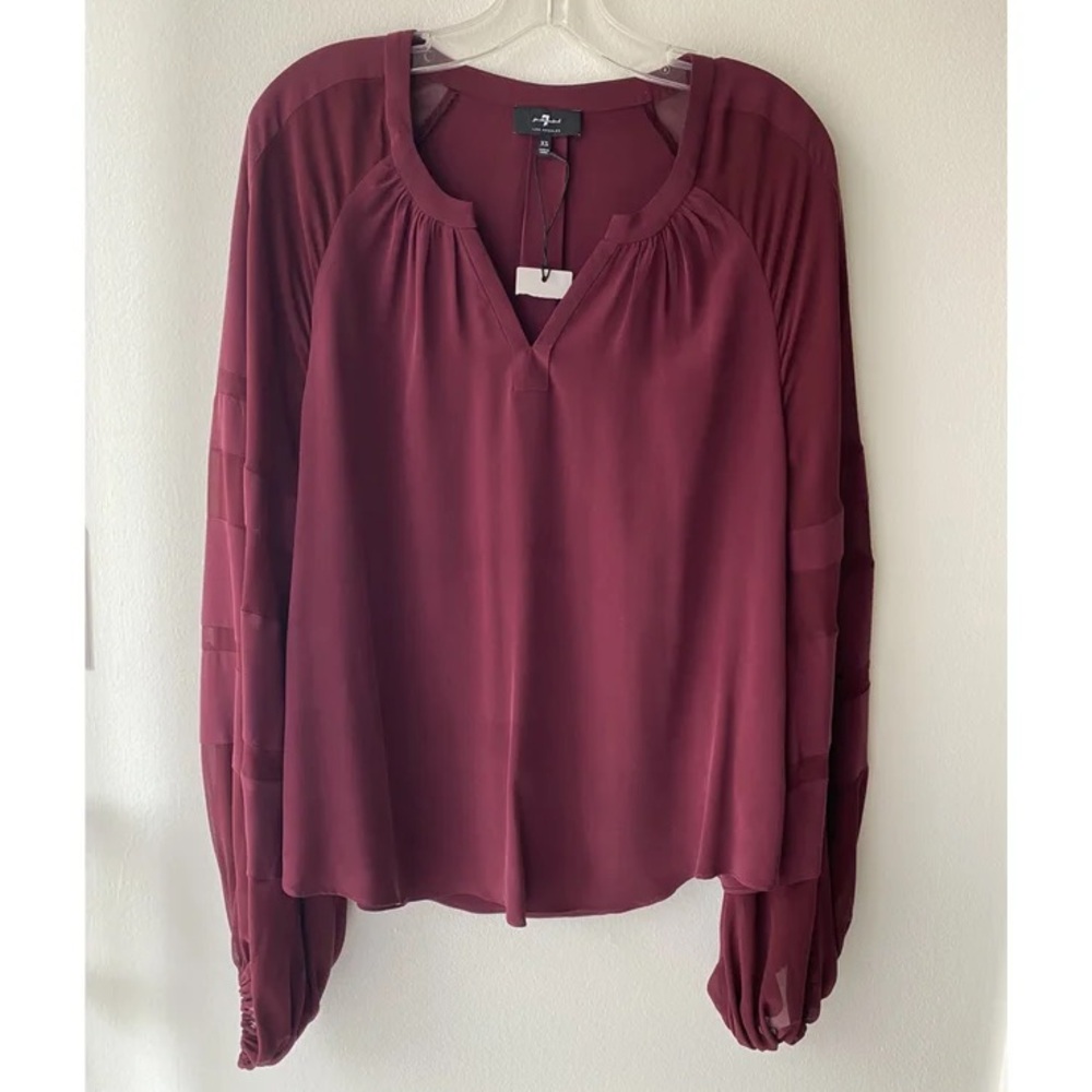 7 For All Mankind Maroon Blouse XS